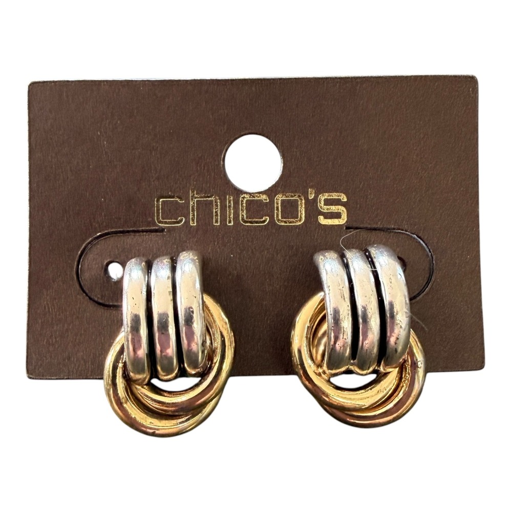 Chico's Earrings Y2K Vintage Mixed Metal Gold Silver Tone Studs‎ New Old Stock
